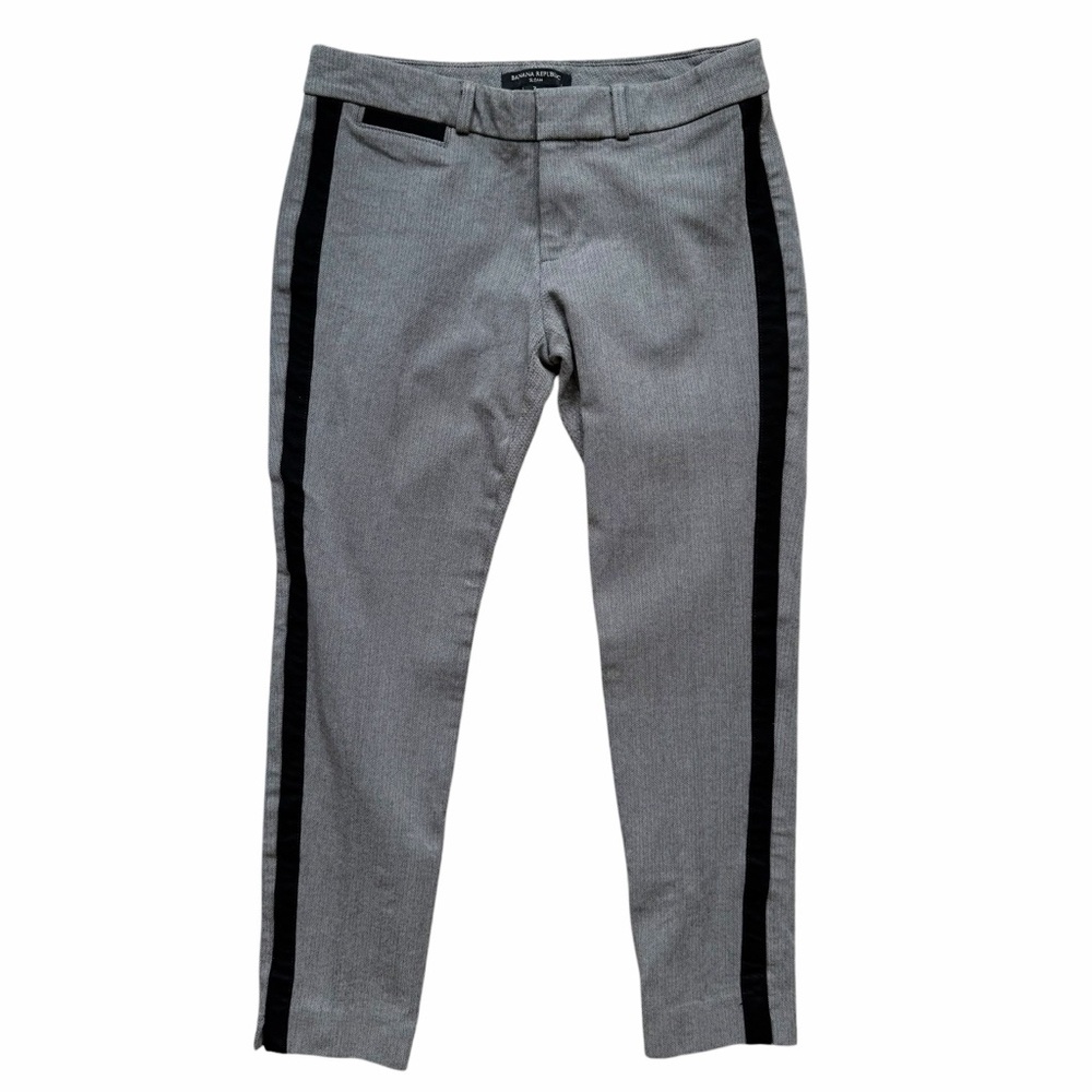 Banana Republic Sloan Grey Pants Black Side Stripe Stretch Size 2